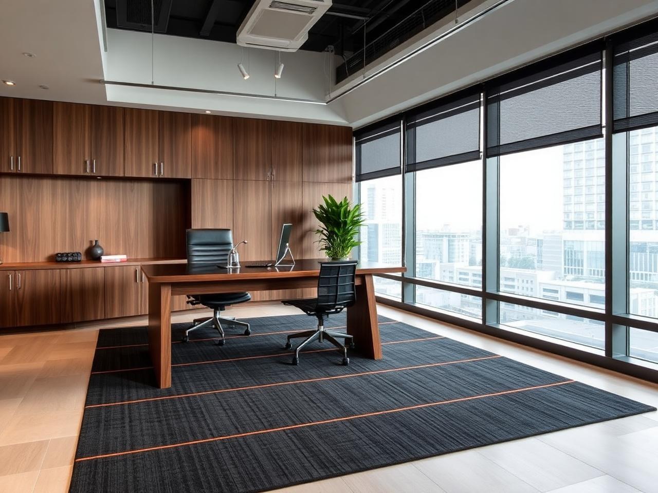 Charcoal flatweave with copper rule